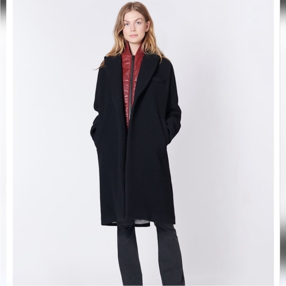 $878 VERONICA BEARD Fiona Black LONG wool Dickey jacket Coat oversized XS